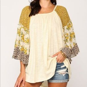 Boho Animal Print Floral Top